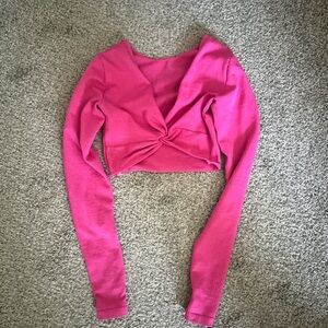 JoyLab Fuchsia Twist Front Crop Top
